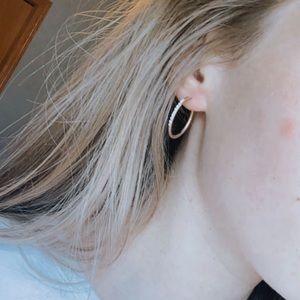 Rose Gold Crystal Medium Sized Hoops